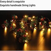 abordables Alimentación por batería-guirnalda navideña con luces decoraciones navideñas para exteriores luces navideñas con pilas