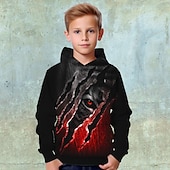 billiga Pojkens 3D-djur-Pojkar 3D Djur Tiger Huvtröja Pullover Långärmad 3D-tryck Höst Vinter Mode Streetwear Häftig Barn 3-12 år Utomhus Ledigt Dagligen Normal