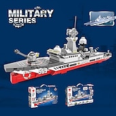 お買い得  組立ておもちゃ-軍用航空母艦駆逐艦と互換性のある小さな粒子パズルアセンブリ子供のおもちゃビルディングブロックギフトボックス