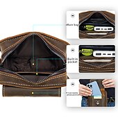 cheap Men&#039;s Bags-Men&#039;s Vintage Brown Leather Crossbody Bag with Adjustable Strap and Multiple Compartments - Ideal for Travel and Daily Use