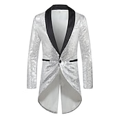 billige Topper-Retro / vintage 1980erne Jakke ملابس السهرة للرجال tailcoat Disk Paljetter Herre Halloween Karneval Maskerade Fest Fest / aften Stadie Voksne Frakk
