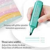 cheap Painting, Drawing &amp; Art Supplies-8 Colors Metallic Highlighter Set Oblique Tip Water-Based Shiny Glitter Color Marker Highlight Pen School Office Supplies