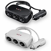 رخيصةأون شواحن السيارات-3 way 2 usb socket charger 12v car cigarette lighter splitter multocket led car fast charger adapter