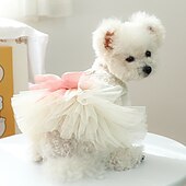 ieftine Rochii-Câini Pisici Rochii Rochie de mireasă Modă Drăguţ Iarnă Impermeabil Respirabil Απαλό Lavabil Comfortabil Petrecere Nuntă Casul / Zilnic Îmbrăcăminte pentru câini for Bichon Frise Pomeran un Animalut