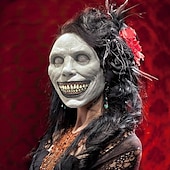 levne Halloween maska a rekvizity-halloweenská maska, cosplay, zakrytí obličeje, strašidelná maska smějícího se ďábla, super realistická maska, na večírky, školní festivaly, kulturní festivaly, akce, strašidelný dům, umělecký festival