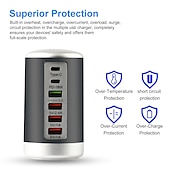 Недорогие USB-концентраторы-6-портовое настольное зарядное устройство, 65-ваттная зарядная станция с usb-концентратором (3 x usb+type c+qc3.0+pd 18 Вт), настольная зарядная станция с многопортовым зарядным