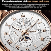 cheap Mechanical Watches-Mechanical Watch for Men Business Luxury Analog Wristwatch CalendarAutomatic Self-winding Moon Phase Waterproof Noctilucent Genuine Leather Watch Gift