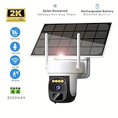 رخيصةأون كاميرات شبكات IP خارجية-2K Pan Tilt 360 كاميرا أمان لاسلكية خارجية تعمل بالطاقة الشمسية مع رؤية ليلية ألوان 3MP 2-way كشف الحركة IP66 مقاوم للماء