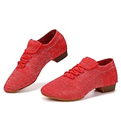 economico Scarpe per danza jazz-scarpe da ballo jazz da donna in maglia glitterata nera con design allacciato e suola in pelle scamosciata - scarpe da ballo leggere e traspiranti per sala da ballo e balli latini