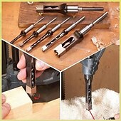 cheap Drill Bit Set-Square Hole Drill Bits for Wood, Woodworking Hole Saw Mortising Chisel Drill Bits1/4 inch, 5/16 inch, 3/8 inch, 1/2 inch