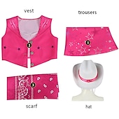 cheap Couple &amp; Group Costumes-Hot Pink Cowgirl Set Doll Movie Cosplay Costume Masquerade Girls&#039; Movie Cosplay Retro Vintage Vest Pants Scarf Masquerade Halloween