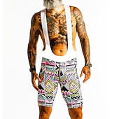 baratos Conjuntos de Roupa de Homem-Homens Camisa com Bermuda Bretelle Manga Curta Ciclismo de Montanha Ciclismo de Estrada Verão Amarelo Geométrica Moto Tapete 3D Secagem Rápida Bolso Traseiro Pavio Humido Respirável Elastano Esportes