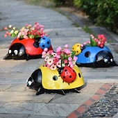 preiswerte Gartenskulpturen &amp; Statuen-Harz-Marienkäfer-Blumentöpfe-Dekor, Marienkäfer-Blumenpflanzgefäße, Marienkäfer-Blumenvase, Marienkäfer-Pflanzgefäß-Dekor, Marienkäfer-Dekor für draußen, Garten, Hof, Rasendekoration