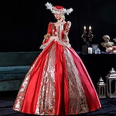 tanie Sukienki-Gotyckie Wiktoriańskie Retro Sukienka Kostium imprezowy Sukienka na studniówkę Księżniczka Szekspir Jednokolorowe Balowa Damskie Halloween Karnawał Walentynki Impreza Wieczorna impreza Bal maskowy