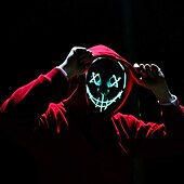 お買い得  アイデア商品-LEDライトアップパージマスクジェイソンマスク怖いマスクグローハロウィーンマスク子供用 &amp; 大人用3点滅モード