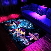preiswerte Blacklight Teppiche-Fantasy-Pilz-Schwarzlicht-Teppich, Bodenmatte, UV-reaktiver, im Dunkeln leuchtender Teppich, großer rutschfester Teppich für Raumdekoration