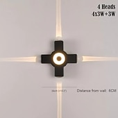 economico applique da esterno-Lampada da parete per esterni impermeabile IP65 a 2/3/4 teste, luce bianca calda 3000K, lampada da parete a croce nera moderna in alluminio ispessito, adatta per pareti esterne, corridoi, balconi, cancelli, esterni, AC85-265V