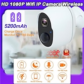 abordables Caméras IP d&#039;intérieur-batterie intégrée hd 1080p wifi caméra ip caméra de surveillance à domicile sans fil caméra étanche extérieure vision nocturne infrarouge suivi intelligent caméra de vidéosurveillance audio