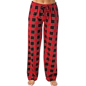 baratos Pijamas-pijama masculino calças xadrez de búfalo vermelho preto xadrez roupa de dormir roupa de dormir elástico com cordão na cintura com bolsos casual confortável para todas as estações roupa de casa
