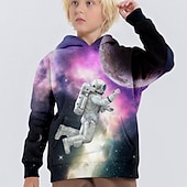 economico Visione 3D e Geometria del Ragazzo-Da ragazzo 3D Pop art Astronauta Felpa con cappuccio Manica lunga Stampa 3D Primavera Autunno Inverno Di tendenza Streetwear 3D Bambino 3-12 anni 4-12 anni Esterno Informale Giornaliero Standard