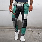 economico Sottile-A quadri Geometria Lavoro Per uomo Stampa 3D Pantaloni Esterno Strada Indossalo per lavorare Poliestere Rosso scuro Blu Verde S M L Vita normale Elasticità Pantaloni