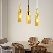 economico Luci Isola cucina-lampada a sospensione a led per bottiglia di vetro, lampada a sospensione in vetro per bottiglia di birra, lampada a sospensione vintage per bar, lampada a sospensione retrò industriale per bar,