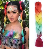cheap Crochet Hair-Jumbo Braids Crochet Braids Hair Extension Three Tone Ombre Color Rainbow Jumbo Braiding For Twist Braiding Jumbo Box Braiding Hair 1pc/3pcs/5pcs