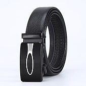 cheap Men&#039;s Belt-Men&#039;s Faux Leather Belt Tactical Belt PU Belt Automatic Buckle Belt Black 1# Black 2# Iron(nickel plated) Plain Daily Wear Going out Weekend