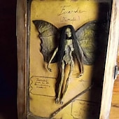 cheap Halloween Hanging &amp; Tabletop Decorations-Halloween Mummified Fairy Display Box Solid Mdf Rectangle Distressed Wooden Hard Gift Durable Scary Mummy Skeleton With Wing Decoration Living Room Supplies