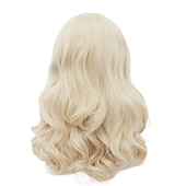 levne Historické paruky-Dlouhá vlnitá blond paruka s ofinou velká bouffant včelí úl paruky pro ženy vhodná na kostým z 80. let nebo karnevalovou párty paruky na Halloween