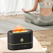 abordables Lumières intelligentes-Lampe LED intelligente simulation de flamme humidificateur à ultrasons diffuseur d&#039;aromathérapie 7 couleurs lumière diffuseur USB filtre gratuit diffuseur d&#039;huile essentielle désodorisant pour