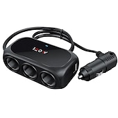 رخيصةأون شواحن السيارات-3 way 2 usb socket charger 12v car cigarette lighter splitter multocket led car fast charger adapter