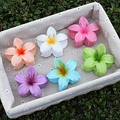 cheap Hair Styling Accessories-1PC Flower Claw Clips Hawaiian Hair Clips Plumeria Hair Clips Large Hair Claw Clips for Thick Hair 3.3 inch Medium Claw Clips for Thin Hair Strong Hold Nonslip Hair Clips Beach Hair Accessories for Women and Girls -Hawaii