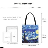 billiga Hand- och toteväskor-Dam Tote Axelväska Tygväska i canvas Duk Handla Dagligen Blomma Tryck Stor kapacitet Vikbar Hållbar Färgblock Blomma Solros Stjärnklar natt Aprikosblomning