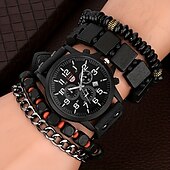 cheap Quartz Watches-Keller Weber 5Pcs Watches Bracelet Set Luxury Men Quartz Wristwatches Leather Band Fahsion Casual Watch For Men Gift For Boyfriend