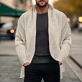 billige cardigangenser for menn-Herre Genser Cardigan Genser Riflet Strikke Normal Strikket عادي Åpen Forside Oppvarminger Moderne Moderne Dagligdagstøy Ut på byen Klær Vinter Svart Rosa S M L