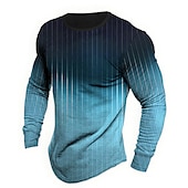 preiswerte T-Shirts für Herren mit 3D-Druck-Herren Farbblock Gestreift T Shirt Grafischen T-Shirt Langarm T-Shirt 3D-Druck Rundhalsausschnitt Hemd Designer Retro Vintage Outdoor Täglich Urlaub Rosa Blau Purpur Frühling Sommer Bekleidung S M L