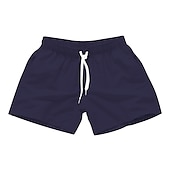 billiga Herrarnas simshorts-Herr Boardshorts Badshorts Snörning Med fickor Solid färg Vattentät UV Solskydd Simbassäng Hawaiisk Ledig / Sportig Svart Vit Microelastisk