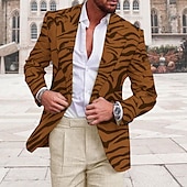 preiswerte Herren bedruckte Blazer-Herren Grafikdrucke Tigerhaut Langarm Umlegekragen Mode Streetwear Geschäftlich Arbeit Büro-Outfit Ausgehen Knöpfe Druck