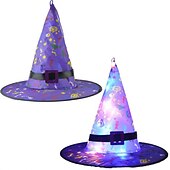 economico Illuminazione di Props di Halloween-cappello da streghe incandescente di Halloween con luce a led sospensione per esterni albero cappelli luminosi decorazioni per feste a casa oggetti di scena per costumi cosplay