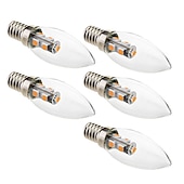 abordables Luces LED para velas-5pcs 1w velas led 60 lm e14 c35 7 cuentas led smd 5050 180-240 v