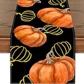 cheap Table Runners-Pumpkin Table Runner Halloween Fall Burlap Tablerunner Farmhouse Indoor Table Autumn Decoration Table Flag Decor For Dining Weddig Party Holiday