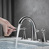 cheap Multi Holes-Widespread Bathroom Faucet Sink Mixer Basin Taps, Twin Handle Vessel Tap with Cold and Hot Hose