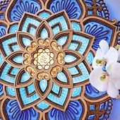 economico Luci decorative-mandala luce notturna lampada decorativa in legno sala yoga luce notturna a led multistrato taglio laser intagliato luce decorazione della parete per la casa soggiorno camera da letto ornamento 1pc