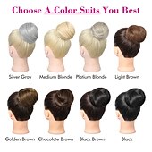 abordables Queue-de-cheval-chignon en désordre haut noeud clip en chignon faux chignon queue de cheval extension 12 pouces synthétique chignon chignon postiche pour les femmes noir