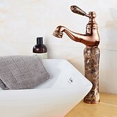 cheap Pull Out Spray-Traditional Bathroom Faucet Pull Out Basin Sink Mixer Taps Short/Tall, Vintage Brass Vessel Taps Ceramic Single Handle, with Cold and Hot Hose