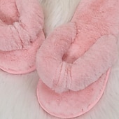 olcso Női papucsok és strandpapucsok-női fuzzy flip-flop papucs – hangulatos műszőrme plüss lapos szandál a beltéri kényelemért