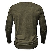 tanie Casualowa koszulka Henley-Męskie Koszula Henley Koszulka Koszulka z długim rękawem Równina Henley Ulica Urlop Długi rękaw Odzież 100% bawełna Zabytkowe Moda Podstawowy