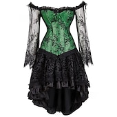 tanie Gotyk-Seksowny Retro / vintage Rokoko Krótki Mini Sukienka Gorset na biust gorset Żakard Koronka Z odsłoniętymi ramionami Strój na bal maskowy Damskie Halloween Karnawał Bal maskowy Studniówka Impreza