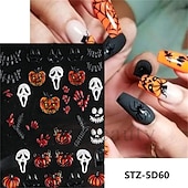 levne Halloween samolepky-halloween dekorativní nálepka na nehty lebka hlava pavouk kost dýně reliéfní nálepka na nehty halloween dekorace kostry